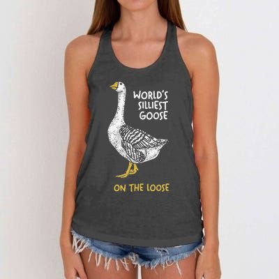 Funny WorldS Silliest Goose On The Loose Women's Knotted Racerback Tank