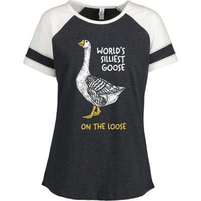 Funny WorldS Silliest Goose On The Loose Enza Ladies Jersey Colorblock Tee