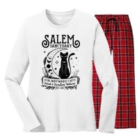 Funny Witch Salem Home For Wayward Black Cats 1692 Halloween Sweat Women's Long Sleeve Flannel Pajama Set 