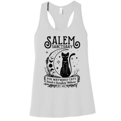 Funny Witch Salem Home For Wayward Black Cats 1692 Halloween Sweat Women's Racerback Tank