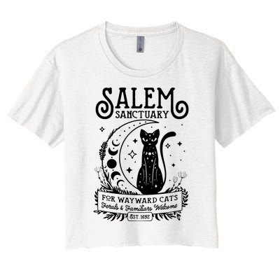 Funny Witch Salem Home For Wayward Black Cats 1692 Halloween Sweat Women's Crop Top Tee