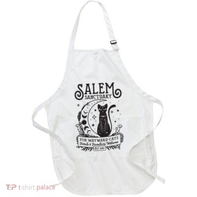 Funny Witch Salem Home For Wayward Black Cats 1692 Halloween Full-Length Apron With Pockets