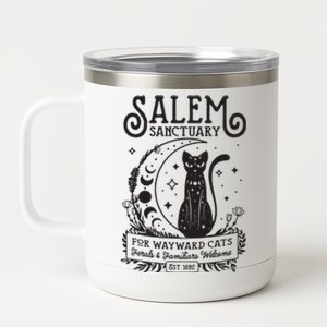 Funny Witch Salem Home For Wayward Black Cats 1692 Halloween 12 oz Stainless Steel Tumbler Cup