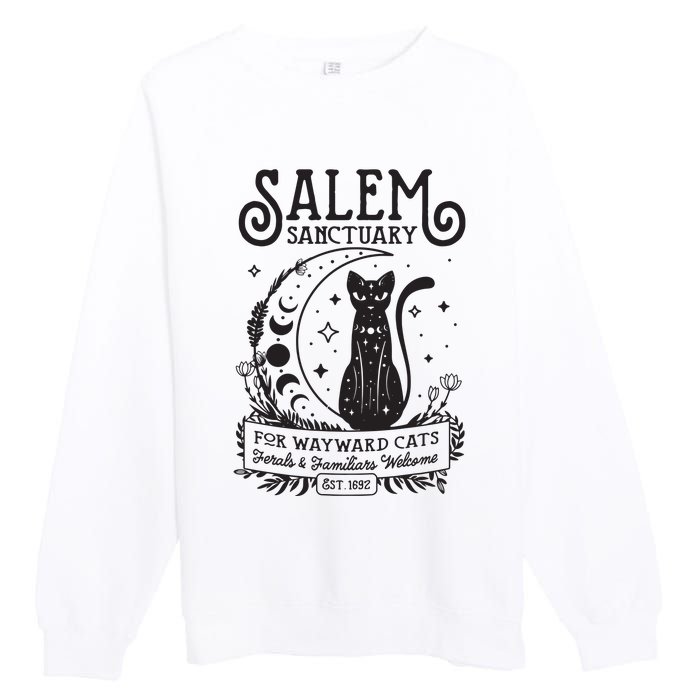 Funny Witch Salem Home For Wayward Black Cats 1692 Halloween Premium Crewneck Sweatshirt