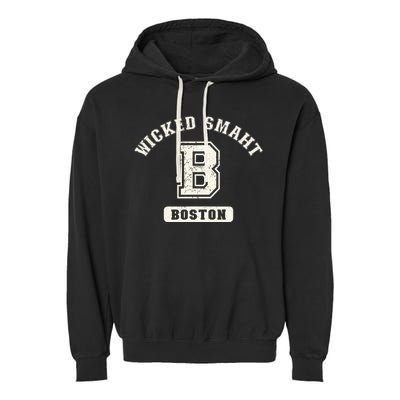 Funny Wicked Smaht Boston Massachusetts Garment-Dyed Fleece Hoodie