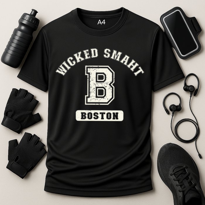 Funny Wicked Smaht Boston Massachusetts Cooling Performance Crew T-Shirt