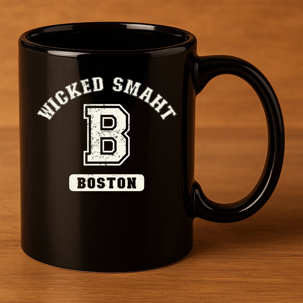 Funny Wicked Smaht Boston Massachusetts 11oz C Handle Ceramic Mug