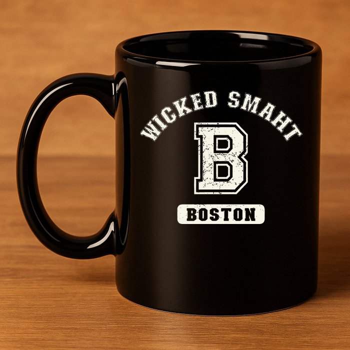 Funny Wicked Smaht Boston Massachusetts 11oz C Handle Ceramic Mug