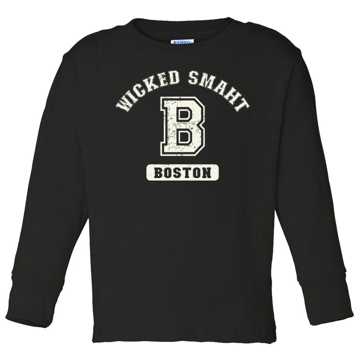 Funny Wicked Smaht Boston Massachusetts Toddler Long Sleeve Shirt