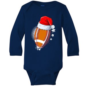 Football With Santa Hat Christmas Xmas Gift Baby Long Sleeve Bodysuit