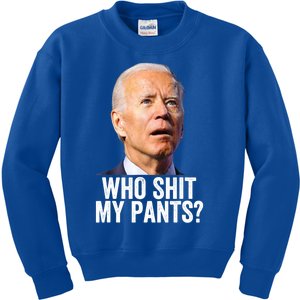 Funny Who Shit My Pants Anti Joe Biden Gift Funny Conservative Gift Kids Sweatshirt