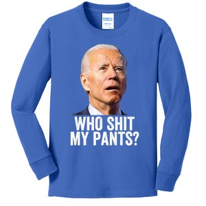 Funny Who Shit My Pants Anti Joe Biden Gift Funny Conservative Gift Kids Long Sleeve Shirt