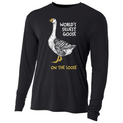 Funny WorldS Silliest Goose On The Loose Cooling Performance Long Sleeve Crew