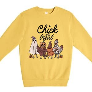 Funny Witch Spooky Chicken Halloween Costume Chick Or Treat Gift Premium Crewneck Sweatshirt