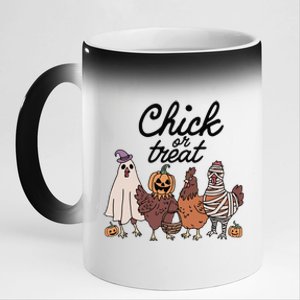 Funny Witch Spooky Chicken Halloween Costume Chick Or Treat Gift 11oz Black Color Changing Mug