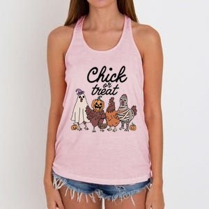 Funny Witch Spooky Chicken Halloween Costume Chick Or Treat Gift Women's Knotted Racerback Tank