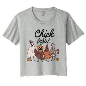 Funny Witch Spooky Chicken Halloween Costume Chick Or Treat Gift Women's Crop Top Tee