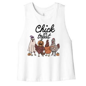 Funny Witch Spooky Chicken Halloween Costume Chick Or Treat Gift Women's Racerback Cropped Tank