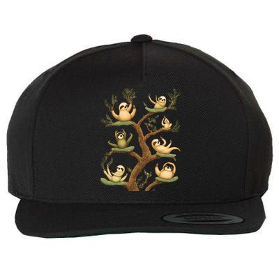 Funny Whimsical Sloth Lover Design Cute Gift Wool Snapback Cap