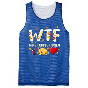 Funny W T F Wine Turkey Family Funny Thanksgiving Day Gift Mesh Reversible Basketball Jersey Tank