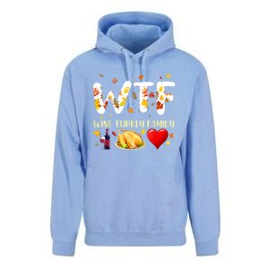 Funny W T F Wine Turkey Family Funny Thanksgiving Day Gift Unisex Surf Hoodie