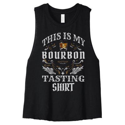 Funny Whiskey This Is My Bourbon Tasting Women's Racerback Cropped Tank