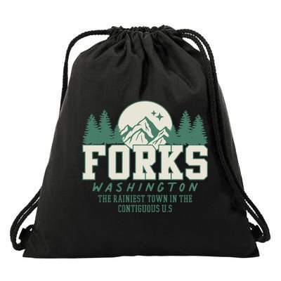 Forks Washington Twilight Inspired Retro Vintage Aesthetic Drawstring Bag