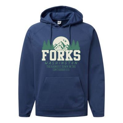 Forks Washington Twilight Inspired Retro Vintage Aesthetic Performance Fleece Hoodie