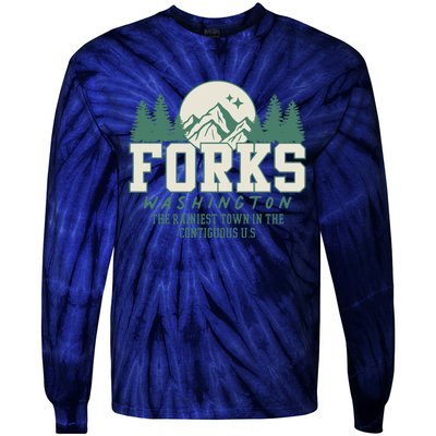 Forks Washington Twilight Inspired Retro Vintage Aesthetic Tie-Dye Long Sleeve Shirt