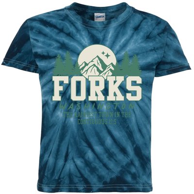 Forks Washington Twilight Inspired Retro Vintage Aesthetic Kids Tie-Dye T-Shirt