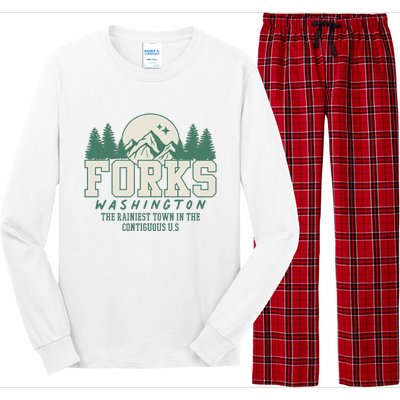 Forks Washington Twilight Inspired Retro Vintage Aesthetic Long Sleeve Pajama Set