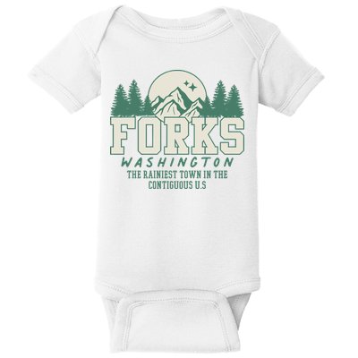 Forks Washington Twilight Inspired Retro Vintage Aesthetic Baby Bodysuit