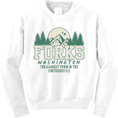 Forks Washington Twilight Inspired Retro Vintage Aesthetic Kids Sweatshirt