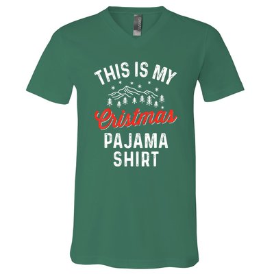 Funny Women This Is My Christmas Pajama Xmas Gift V-Neck T-Shirt