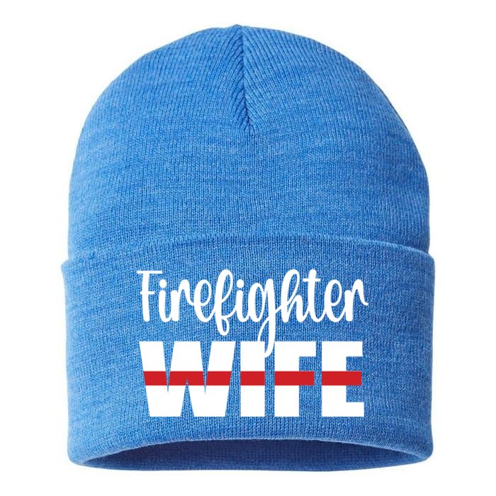 Firefighter Wife Thin Red Line Husband Proud Fire Wife Gift Sustainable Knit Beanie