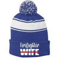 Firefighter Wife Thin Red Line Husband Proud Fire Wife Gift Stripe Pom Pom Beanie