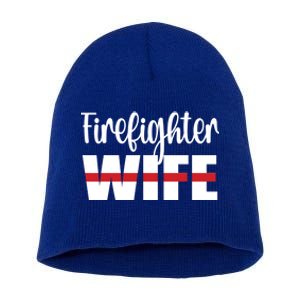 Firefighter Wife Thin Red Line Husband Proud Fire Wife Gift Short Acrylic Beanie