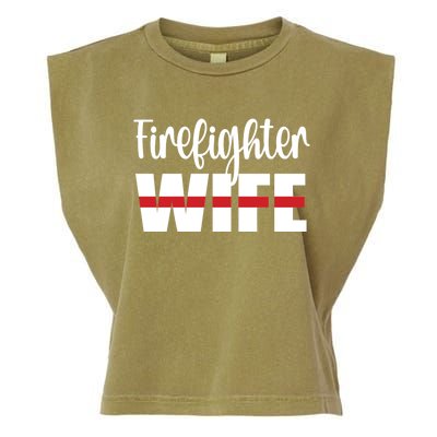 Firefighter Wife Thin Red Line Husband Proud Fire Wife Gift Garment-Dyed Women's Muscle Tee