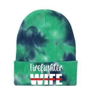 Firefighter Wife Thin Red Line Husband Proud Fire Wife Gift Tie Dye 12in Knit Beanie