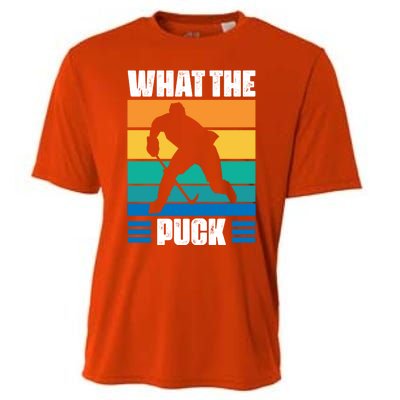 Funny What The Puck Vintage Ice Hockey Player Great Gift Cooling Performance Crew T-Shirt