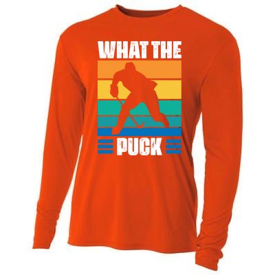 Funny What The Puck Vintage Ice Hockey Player Great Gift Cooling Performance Long Sleeve Crew