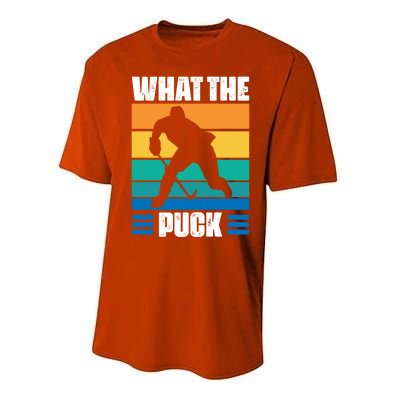 Funny What The Puck Vintage Ice Hockey Player Great Gift Performance Sprint T-Shirt