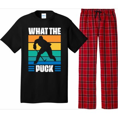 Funny What The Puck Vintage Ice Hockey Player Great Gift Pajama Set