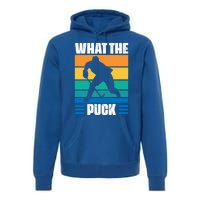 Funny What The Puck Vintage Ice Hockey Player Great Gift Premium Hoodie