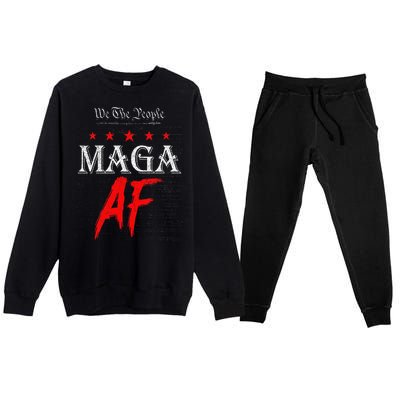 Funny We The People Maga Af Us Flag We The People Maga Af Premium Crewneck Sweatsuit Set