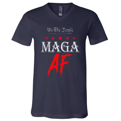 Funny We The People Maga Af Us Flag We The People Maga Af V-Neck T-Shirt