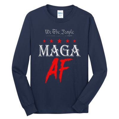 Funny We The People Maga Af Us Flag We The People Maga Af Tall Long Sleeve T-Shirt