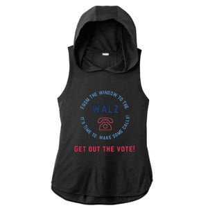 From Windows To The Walz Get Out The Vote Harris Walz Ladies PosiCharge Tri-Blend Wicking Draft Hoodie Tank