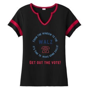 From Windows To The Walz Get Out The Vote Harris Walz Ladies Halftime Notch Neck Tee