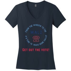 From Windows To The Walz Get Out The Vote Harris Walz Women's V-Neck T-Shirt